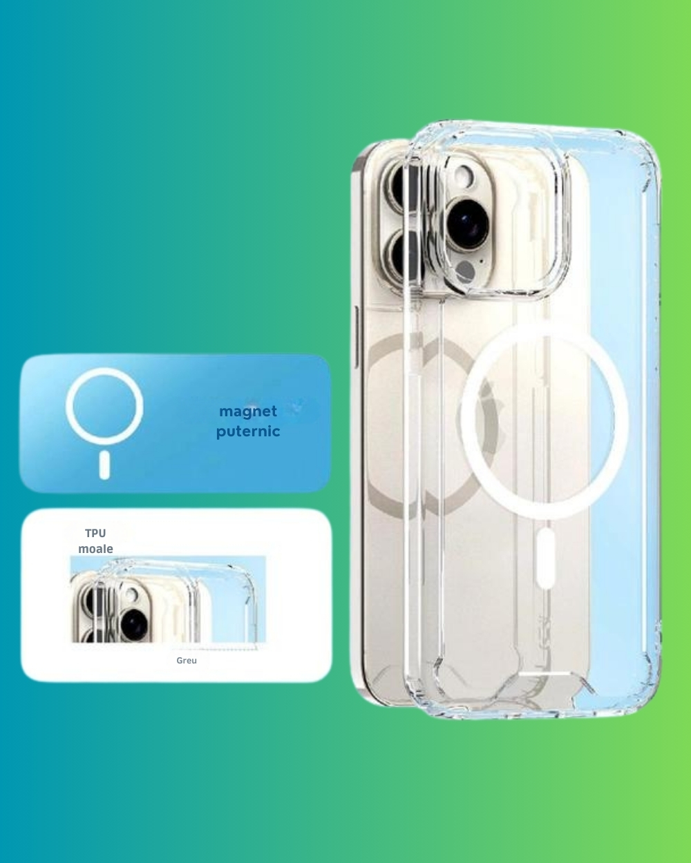 Husa Protectie Armor MagSafe pentru Iphone 16 -Transparenta - 1 | YEO